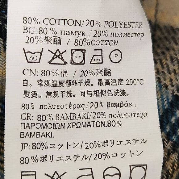 Burnside plaid button front long sleeve flannel shirt tan blue black orange XL - Picture 6 of 6